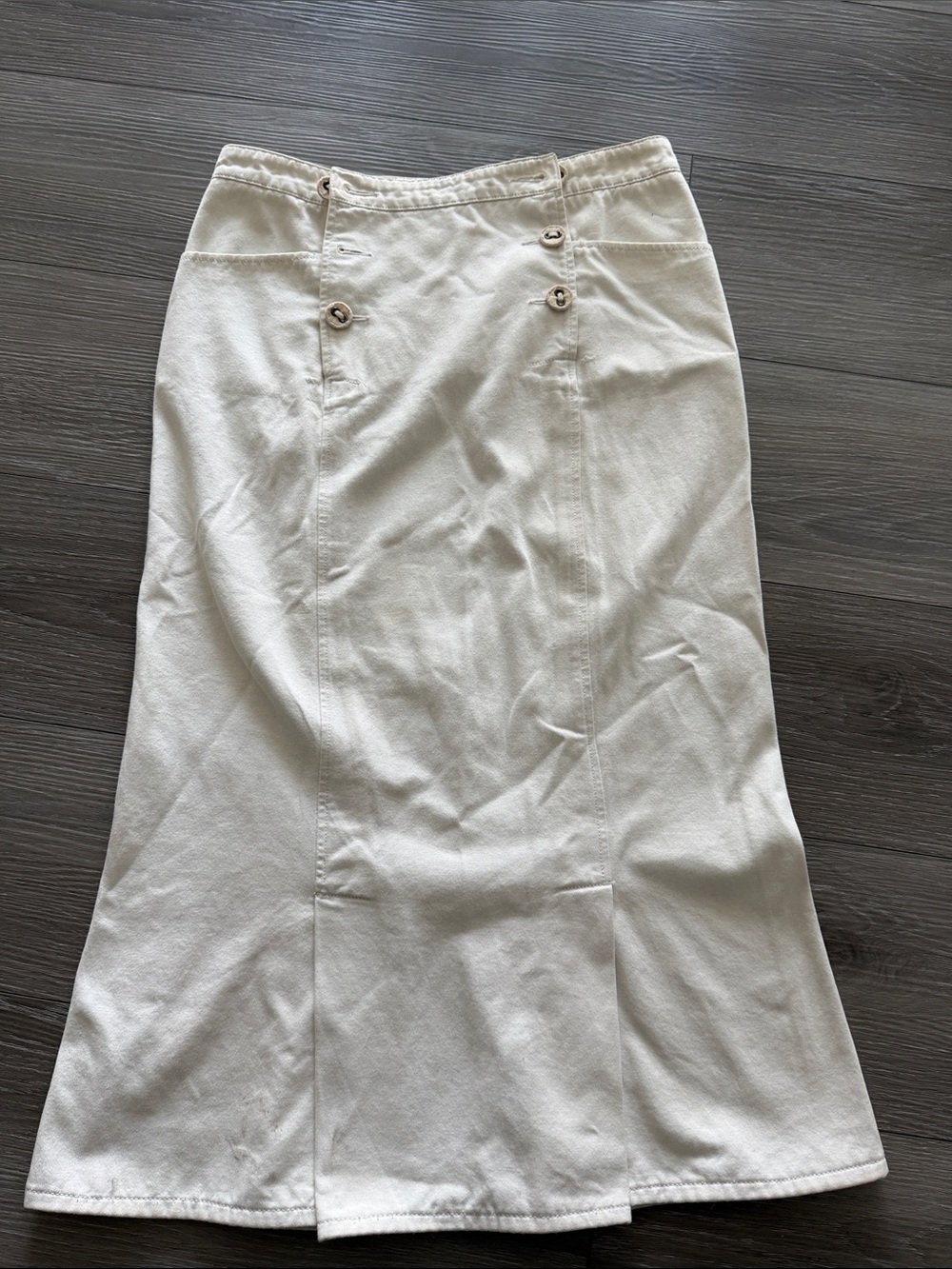 CHANEL Cream Maxi Skirt with Button Detail